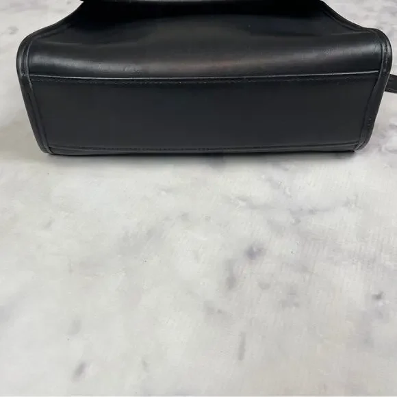 Coach Leatherware Vintage 1980s Court Top Handle Black Leather Crossbody Bag